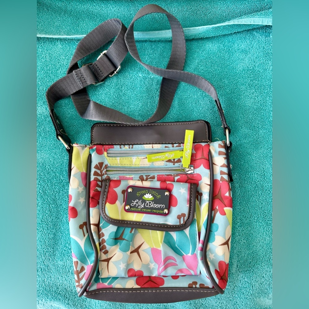 Lily Bloom Red and Blue Crossbody Bag Vibrant Design